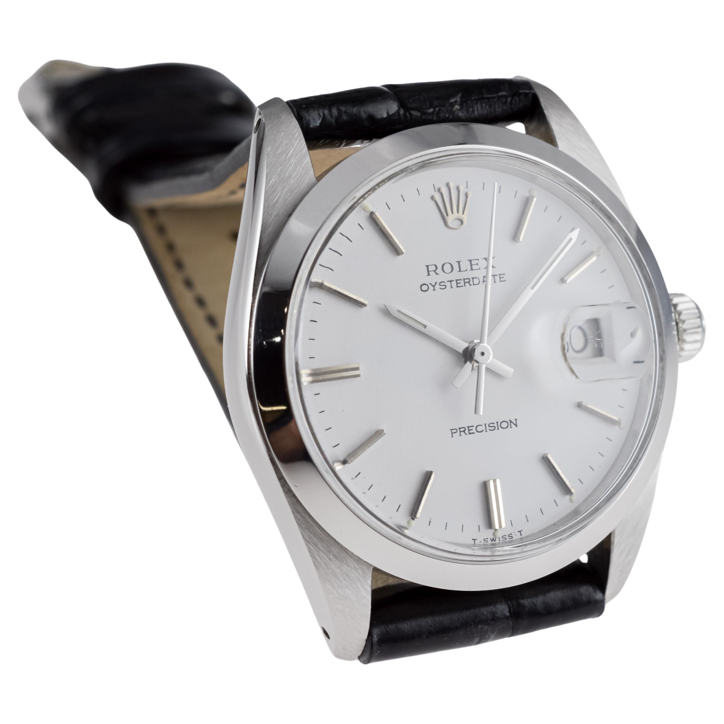 Rolex Stainless Steel Oysterdate with Rare Original White Dial circa, 1970's 5