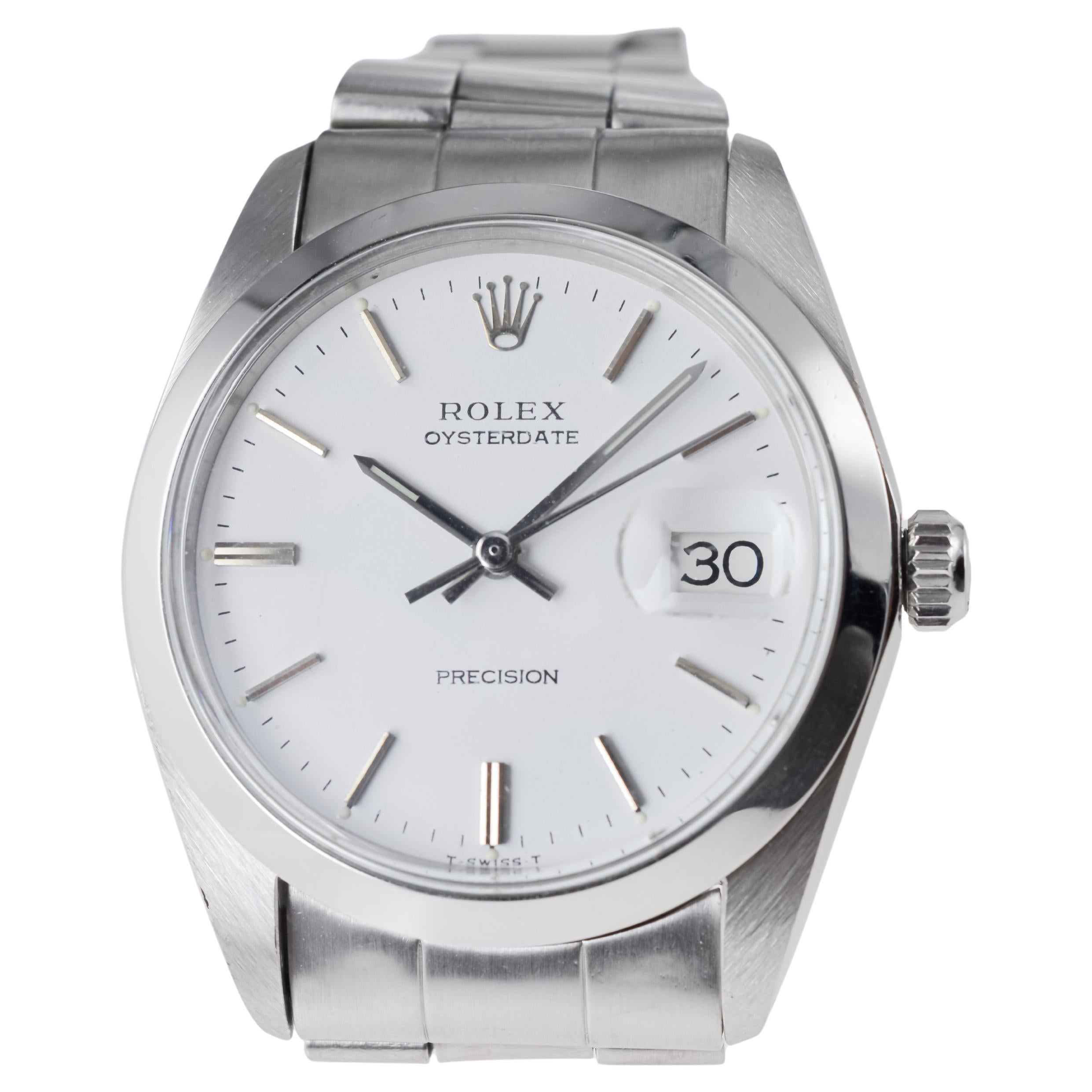 Rolex Stainless Steel Oysterdate with Rare Original White Dial circa, 1970's 5