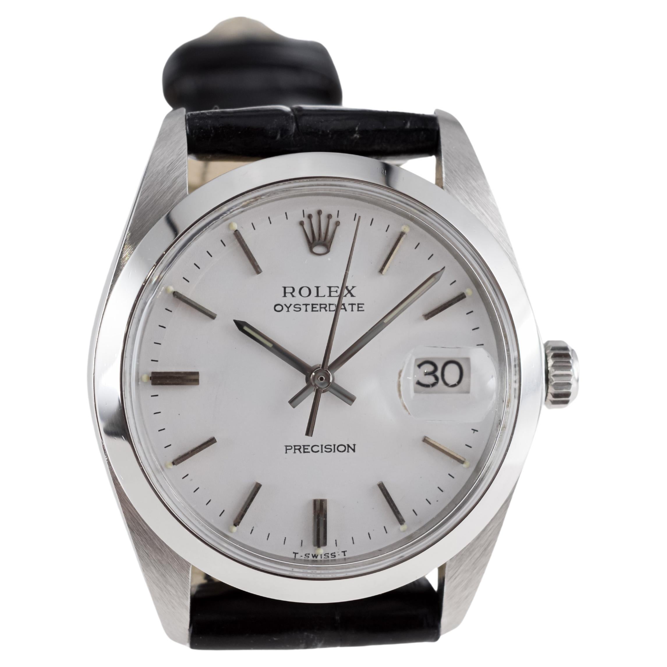 Rolex Stainless Steel Oysterdate with Rare Original White Dial circa, 1970's 6