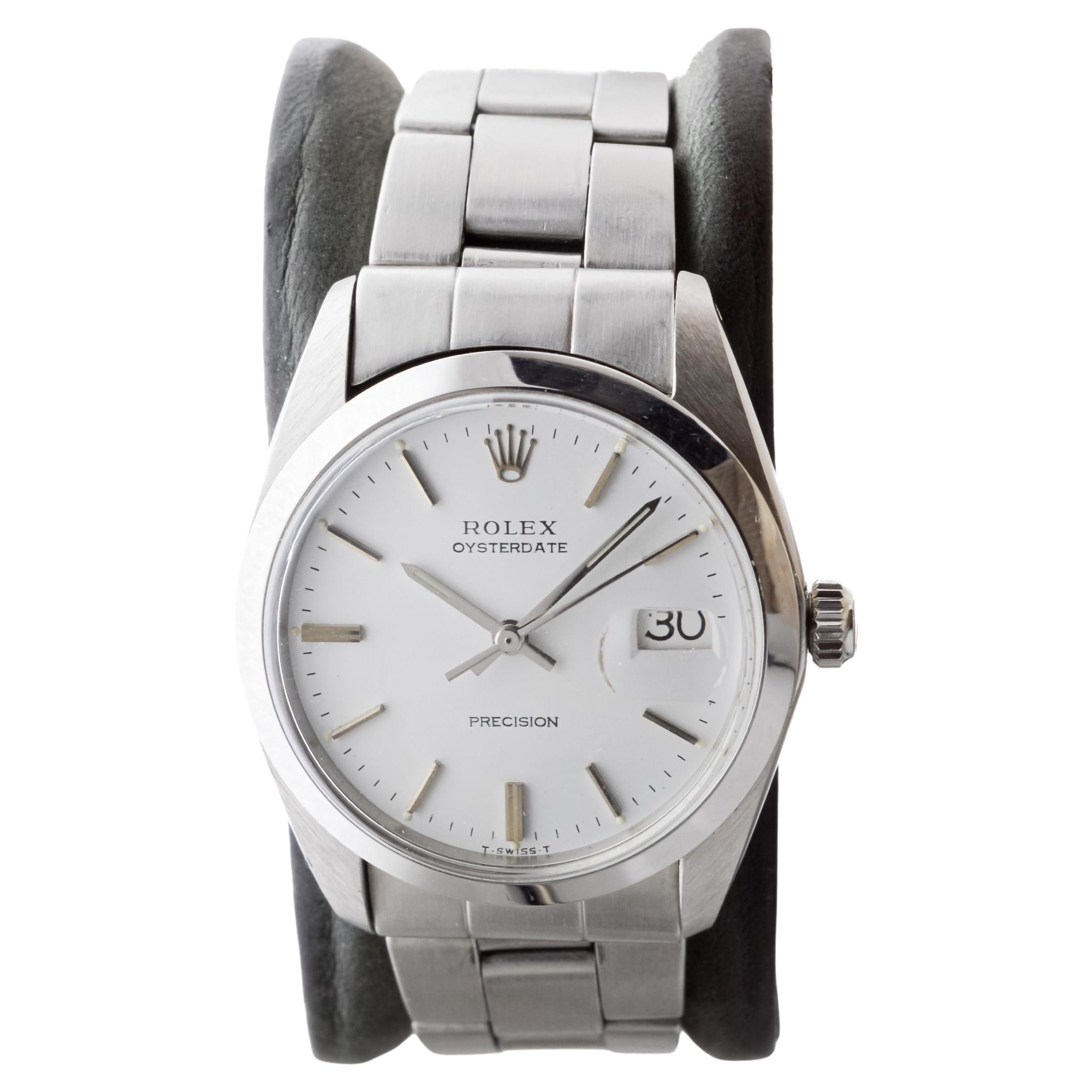 Rolex Stainless Steel Oysterdate with Rare Original White Dial circa, 1970's 1
