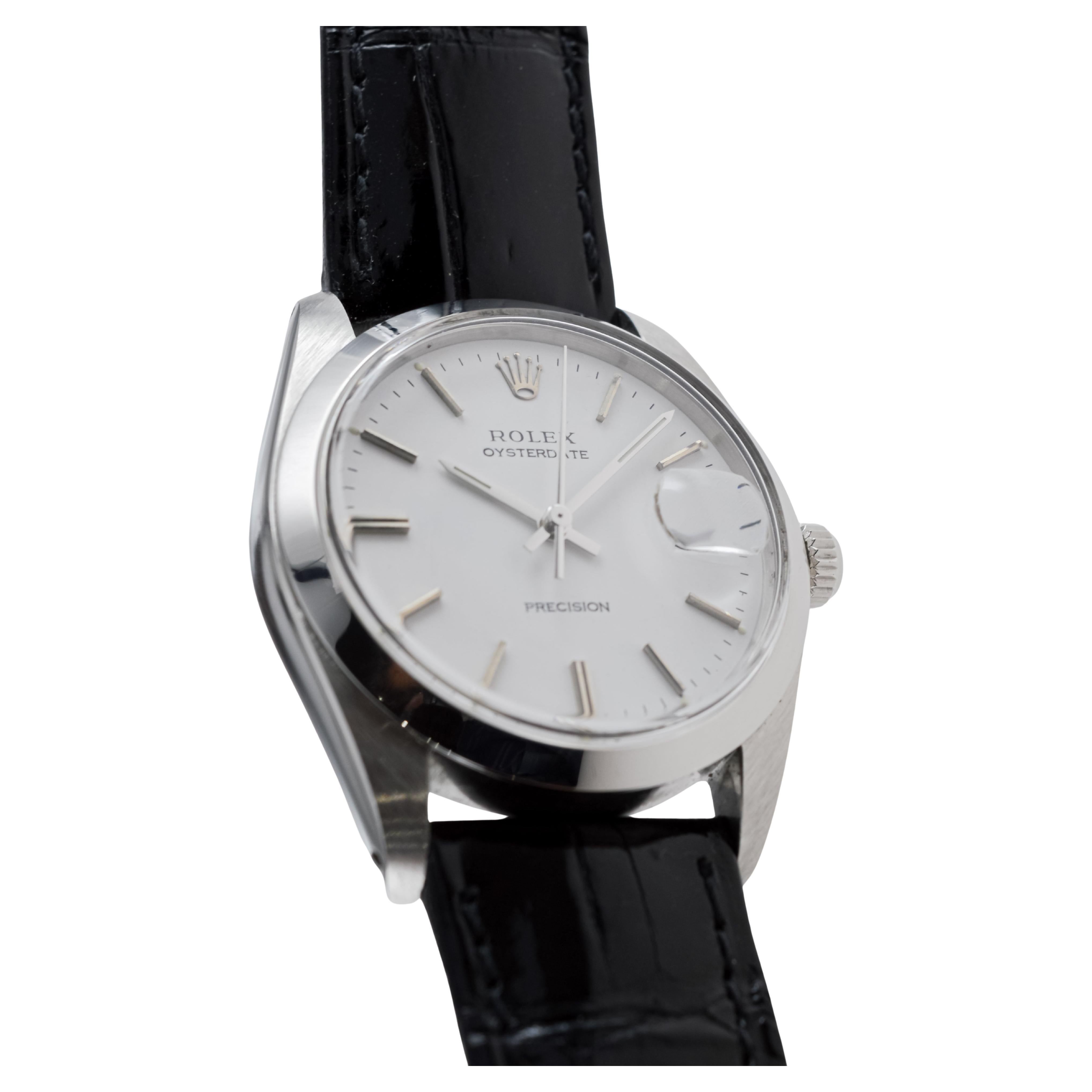 Rolex Stainless Steel Oysterdate with Rare Original White Dial circa, 1970's 3