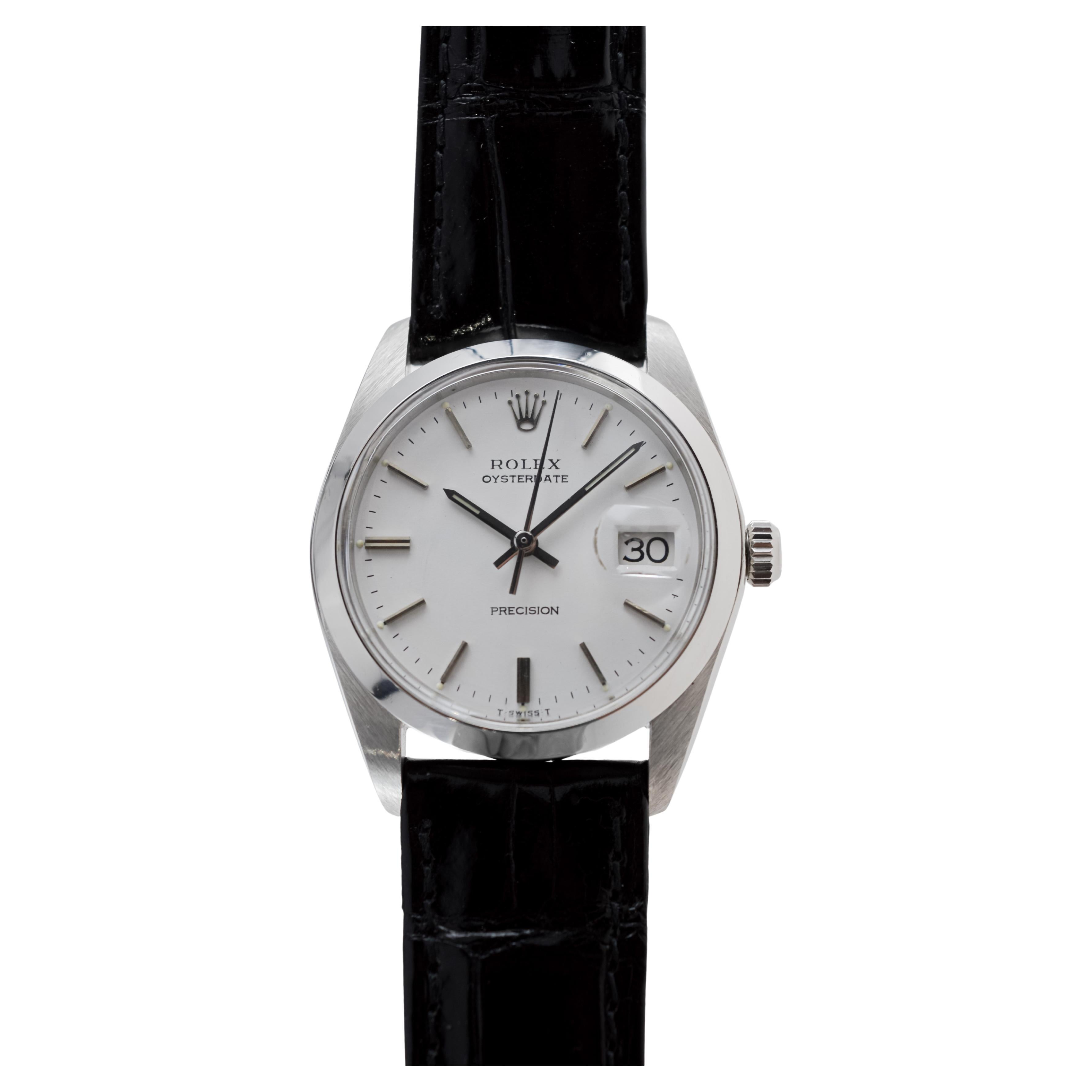 Rolex Stainless Steel Oysterdate with Rare Original White Dial circa, 1970's 4