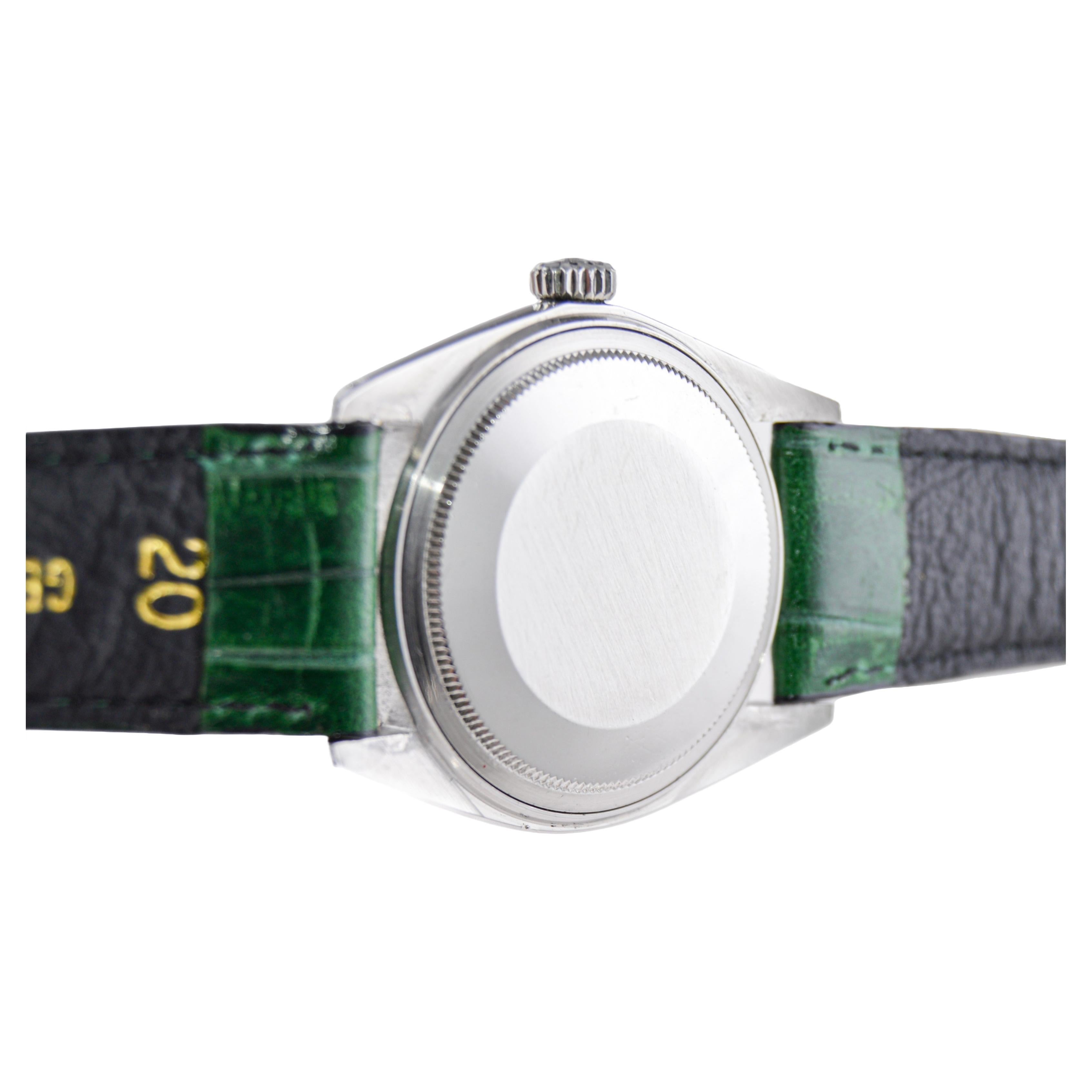 Rolex Stainless Steel Perpetual Datejust with Custom Finished Green Dial 1970's For Sale 4