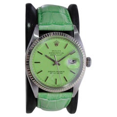 Rolex Stainless Steel Perpetual Datejust with Custom Finished Green Dial 1970's