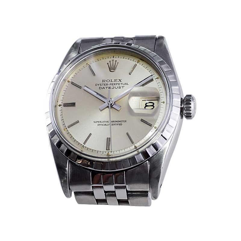 Rolex Stainless Steel Rare Datejust Reference 6605 with Original Dial from 1957 For Sale 2