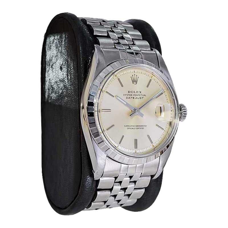 FACTORY / HOUSE: Rolex Watch Company
STYLE / REFERENCE: Datejust / Reference 6605
METAL / MATERIAL: Stainless Steel
CIRCA / YEAR: 1957 / 58
DIMENSIONS / SIZE: Length 44mm X Diameter 36mm
MOVEMENT / CALIBER: Perpetual Winding / 26 Jewels / Caliber