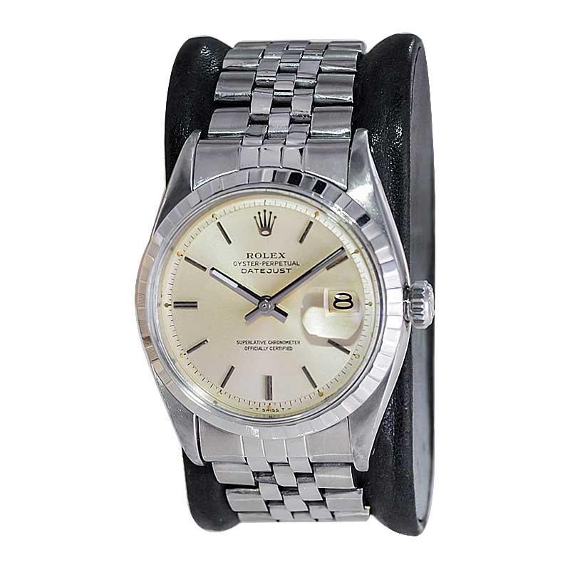 Modern Rolex Stainless Steel Rare Datejust Reference 6605 with Original Dial from 1957 For Sale