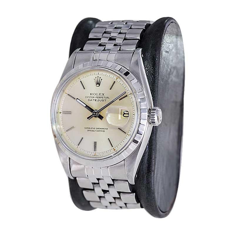 Rolex Stainless Steel Rare Datejust Reference 6605 with Original Dial from 1957 In Excellent Condition For Sale In Long Beach, CA