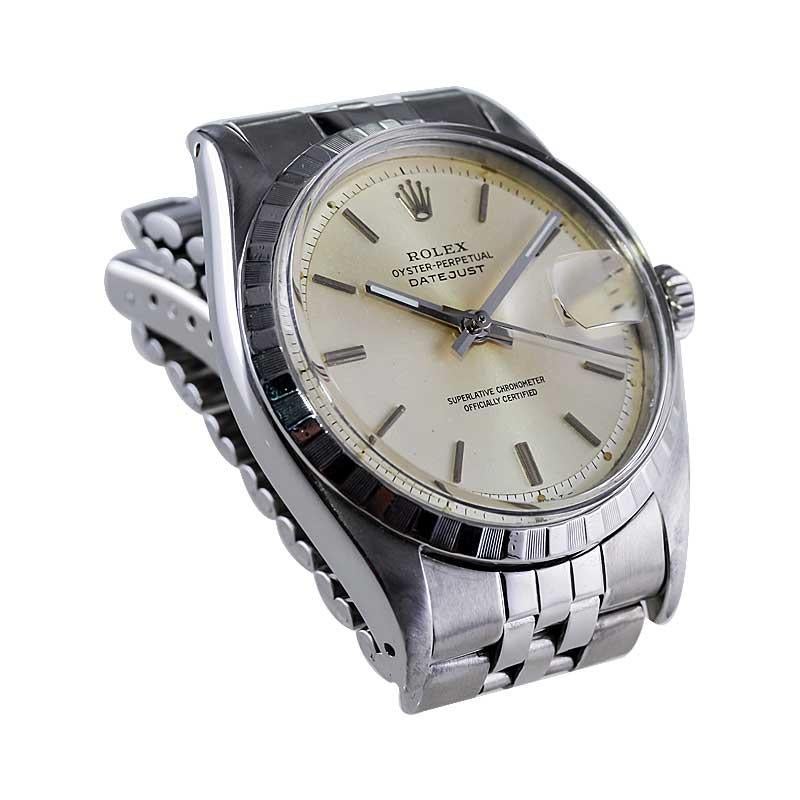 Women's or Men's Rolex Stainless Steel Rare Datejust Reference 6605 with Original Dial from 1957 For Sale