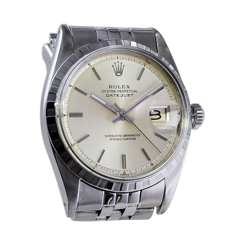 Rolex Stainless Steel Rare Datejust Reference 6605 with Original Dial from 1957 For Sale 1