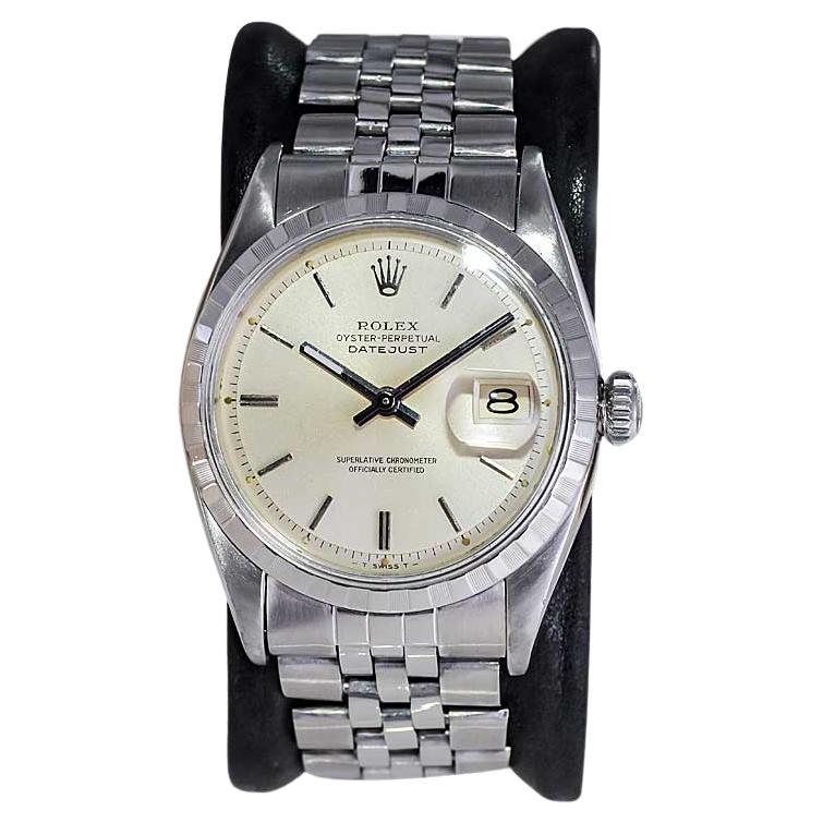 Rolex Stainless Steel Rare Datejust Reference 6605 with Original Dial from 1957 For Sale
