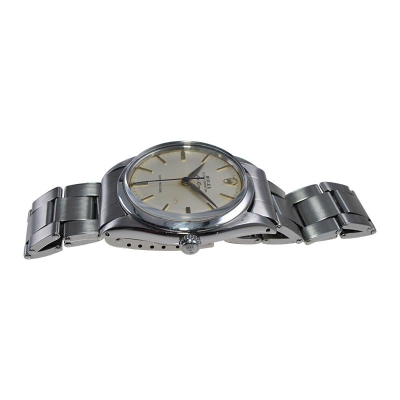 Rolex Edelstahl Seltener früher Air King mit original patiniertem Zifferblatt Anfang der 60er Jahre im Angebot 11