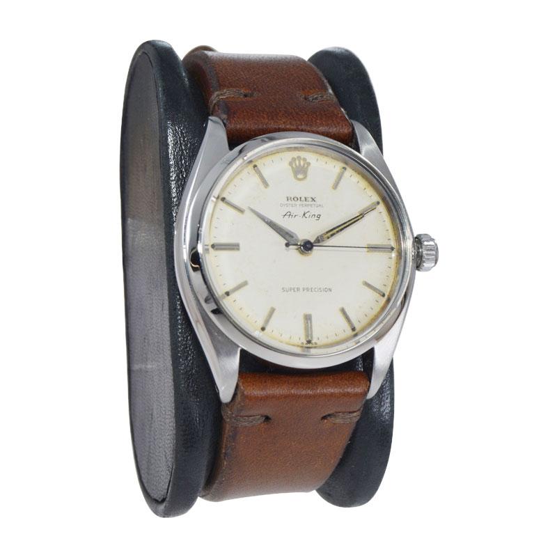 Rolex Edelstahl Seltener früher Air King mit original patiniertem Zifferblatt Anfang der 60er Jahre im Zustand „Hervorragend“ im Angebot in Long Beach, CA