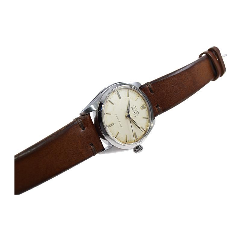 Rolex Edelstahl Seltener früher Air King mit original patiniertem Zifferblatt Anfang der 60er Jahre im Angebot 2