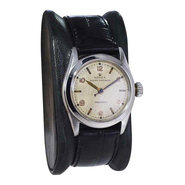 Rolex Edelstahl- Speedking-Uhr aus Edelstahl mit Original Zifferblatt und Hand von 1947 im Zustand „Hervorragend“ im Angebot in Long Beach, CA
