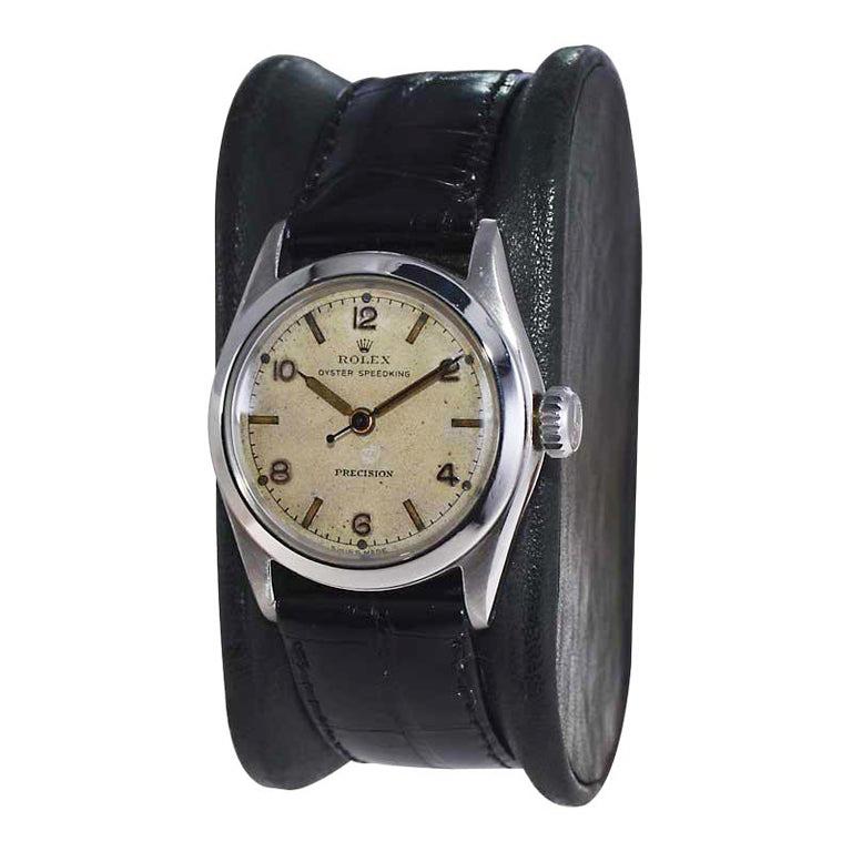 Modernist Rolex Stainless Steel Speedking with Original Dial and Hands from 1947