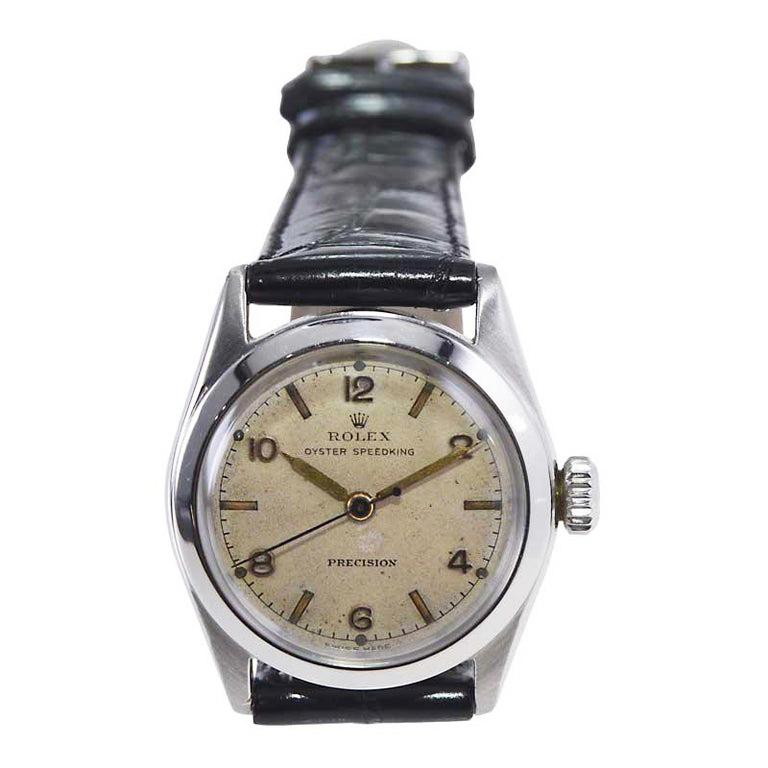 Rolex Edelstahl- Speedking-Uhr aus Edelstahl mit Original Zifferblatt und Hand von 1947 im Angebot 3