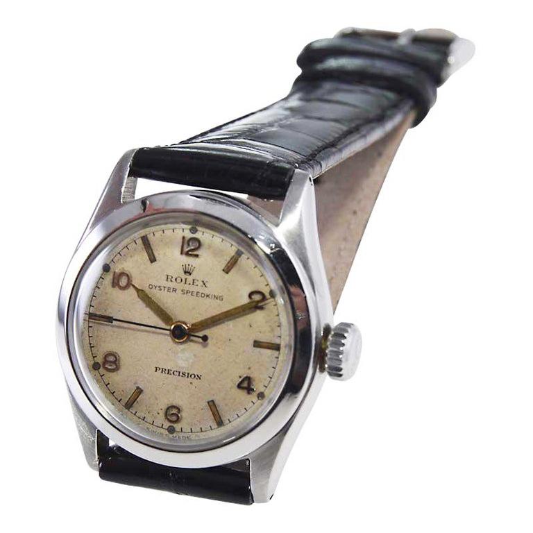 Rolex Edelstahl- Speedking-Uhr aus Edelstahl mit Original Zifferblatt und Hand von 1947 im Angebot 4