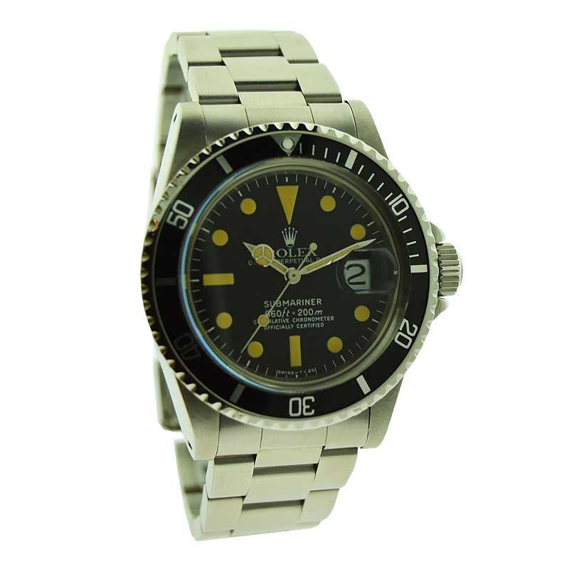 FACTORY / HOUSE: Rolex Watch Company
STYLE / REFERENCE: Sub Mariner / 1680
METAL / MATERIAL: Stainless Steel
CIRCA / YEAR: 1978
DIMENSIONS / SIZE: 46mm X 39mm
MOVEMENT / CALIBER: Perpetual Winding / 26 Jewels / 1570 Chronometer Caliber
DIAL / HANDS: