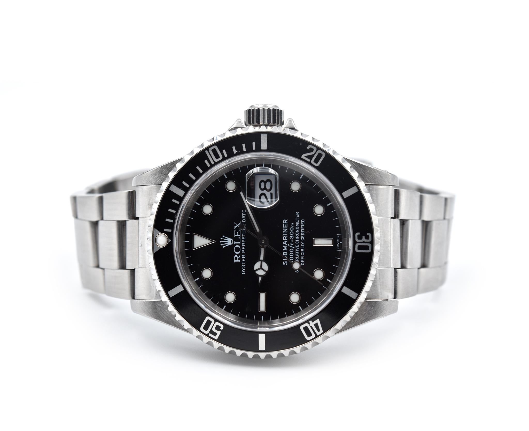 Rolex Stainless Steel Submariner Black Dial Men’s Watch Ref 16610 In Excellent Condition In Scottsdale, AZ