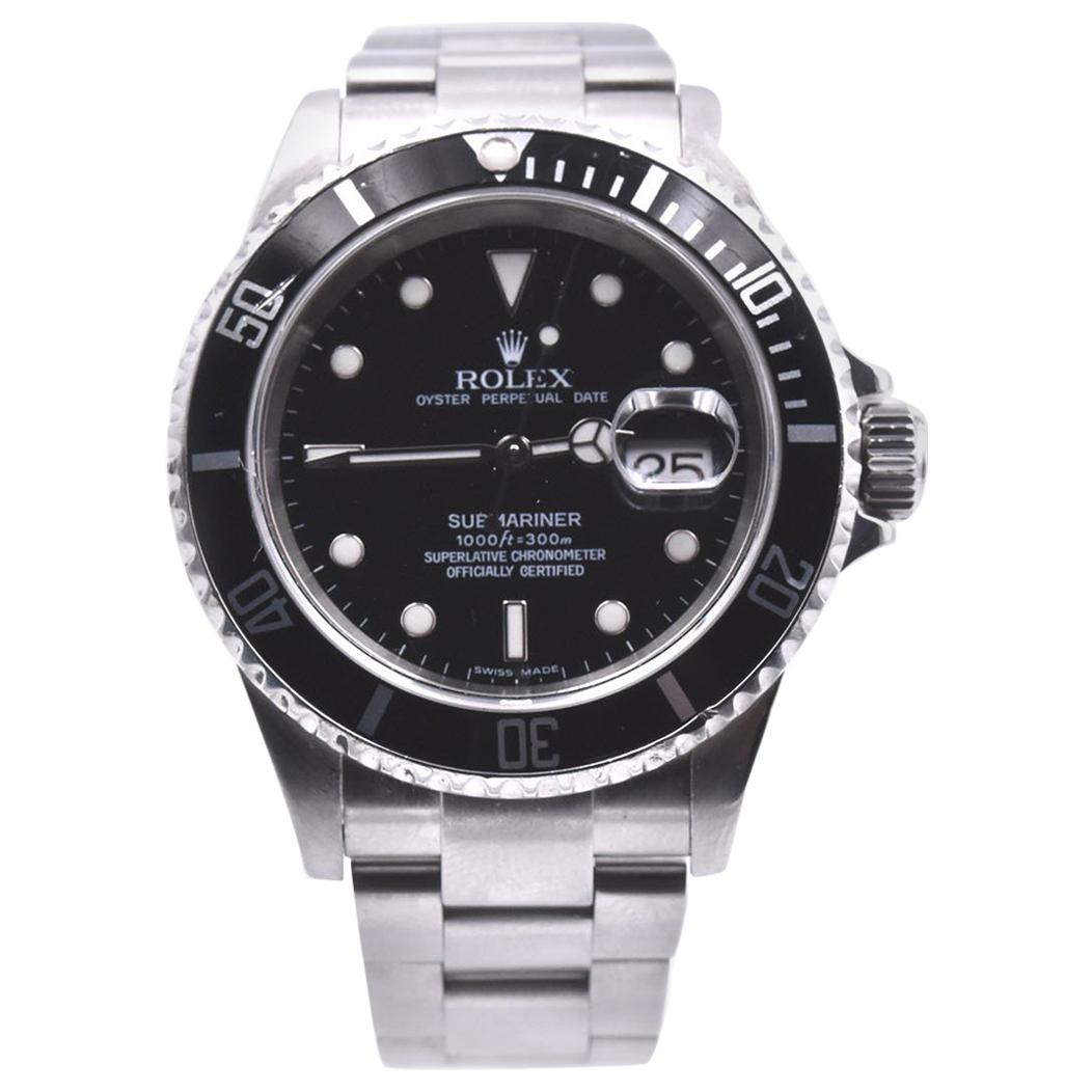 Rolex Stainless-Steel Submariner Black Dial Men’s Watch Ref 16610