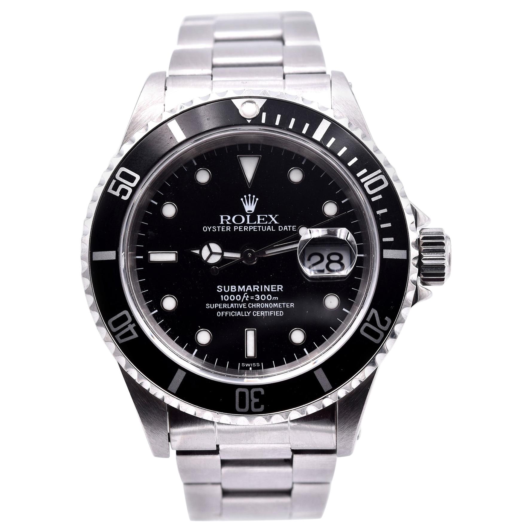 Rolex Stainless Steel Submariner Black Dial Men’s Watch Ref 16610