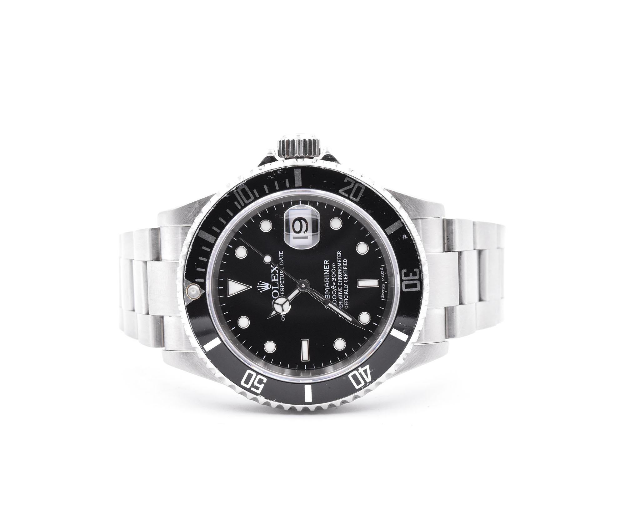 Rolex Stainless Steel Submariner Watch Ref. 16610 In Excellent Condition In Scottsdale, AZ