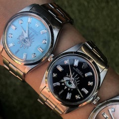 Rolex Stainless Steel Ten Diamond Custom Vintage Wristwatch