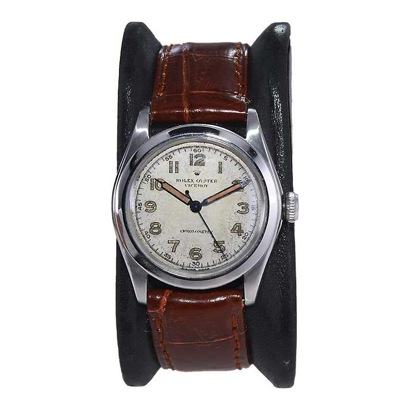 Rolex Edelstahl Viceroy aus Edelstahl mit Original-Leuchtzifferblatt von 1941 im Zustand „Hervorragend“ in Long Beach, CA