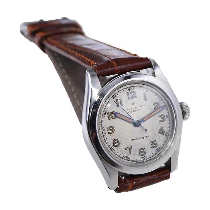 Modernist Rolex Stainless Steel Viceroy with Original Luminous Dial from 1941 For Sale