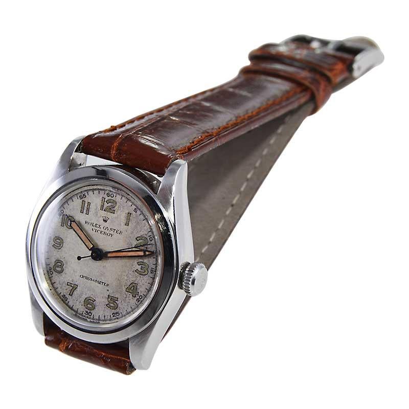 Women's or Men's Rolex Stainless Steel Viceroy with Original Luminous Dial from 1941 For Sale