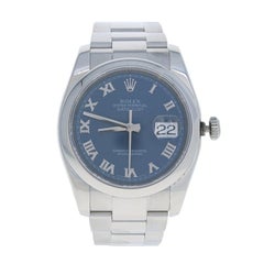 Rolex Stainless Steel Watch, Men's Datejust Automatic Blue Roman Dial 116200