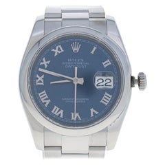 Rolex Stainless Steel Watch, Men's Datejust Automatic Blue Roman Dial 116200