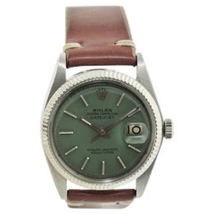Vintage Rolex Stainless Steel White Gold Bezel Datejust Watch, circa 1962-1963
