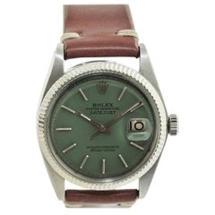 Vintage Rolex Stainless Steel White Gold Bezel Datejust Watch, circa 1962-1963