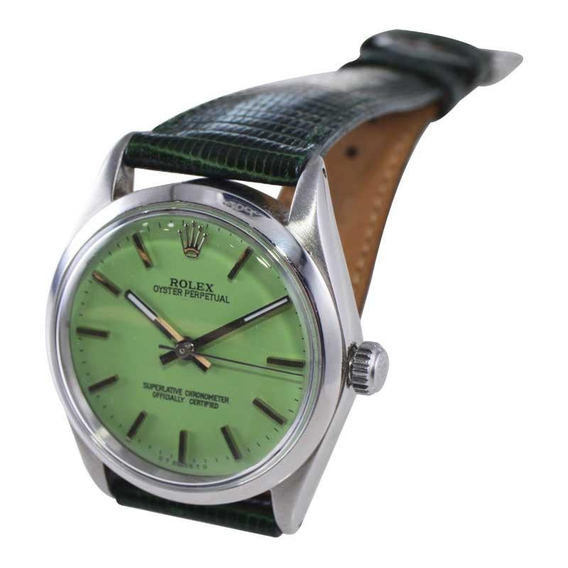 Rolex Stainless Steel with a Custom Finished Mint Green Dial 1