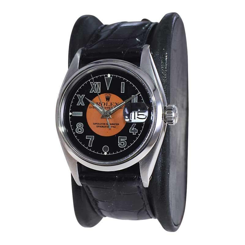 Women's or Men's Rolex Stainless Steel with Custom Finished Rolex Style Romabic Dial from 1957