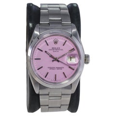 Rolex Stainless Steel with Custom Made Pink Dial circa Mid 1960's