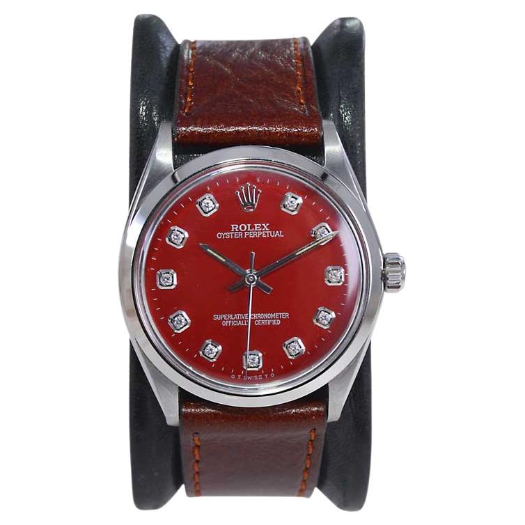 Rolex Stainless Steel with Custom Made Red Diamond Dial from 1960's / 70's