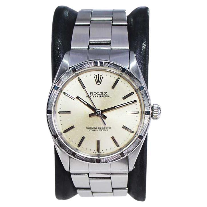 Rolex Stainless Steel with Machined Bezel and Original Bracelet from 1967 For Sale