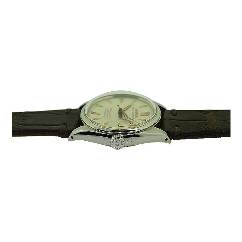Rolex Edelstahl mit seltenen Full Size Bubble Back Uhrwerk von 1951 oder 1952 1