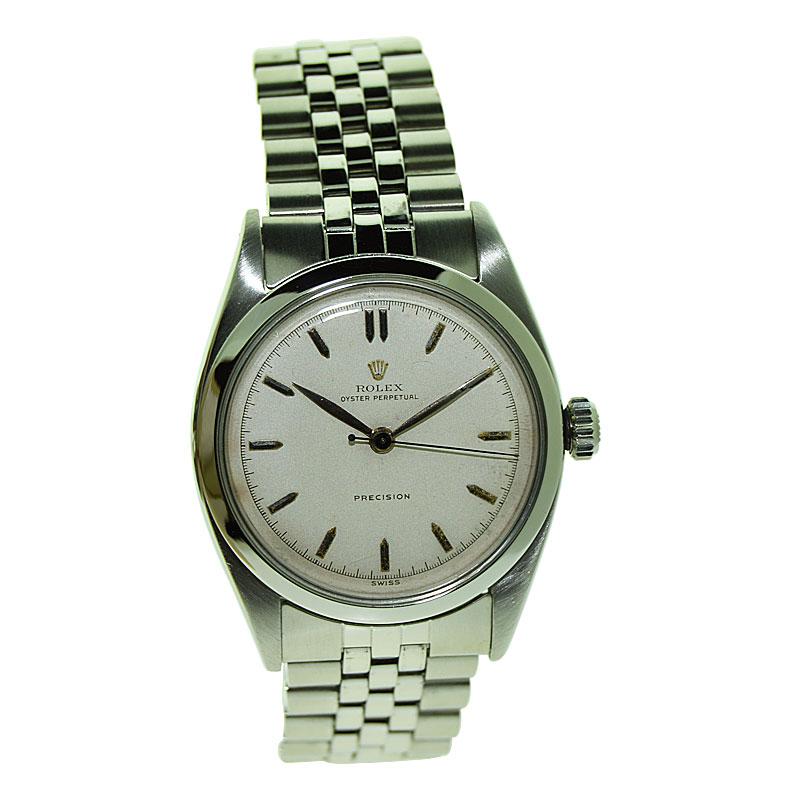 Rolex Stainless Steel with Rare Original Dial and Bracelet from 1953 For Sale