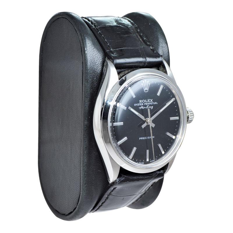 Women's or Men's Rolex Stainless Steel Wristwatch from 1986 with Original Black Dial