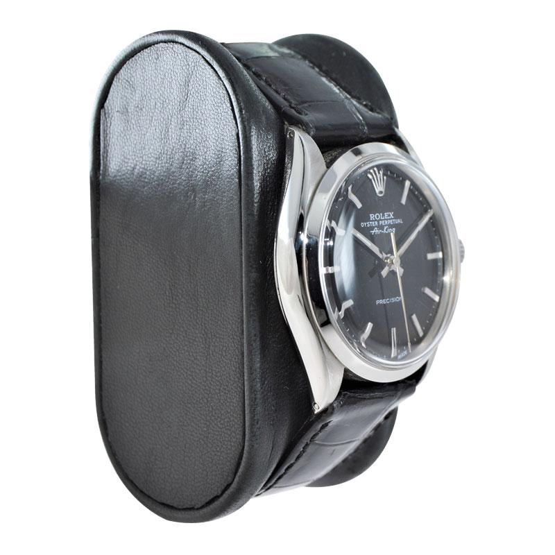Modern Rolex Stainless Steel Wristwatch from 1986 with Original Black Dial