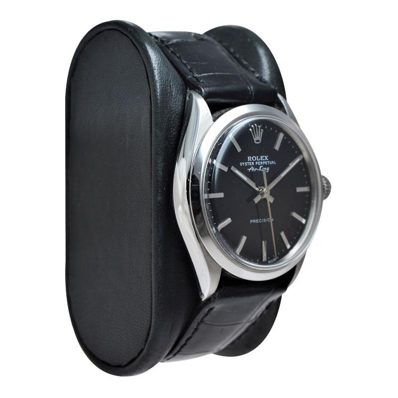 Rolex Stainless Steel Wristwatch from 1986 with Original Black Dial In Excellent Condition In Long Beach, CA