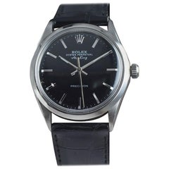 Rolex Stainless Steel Wristwatch with Original Black Dial from Late 1960's