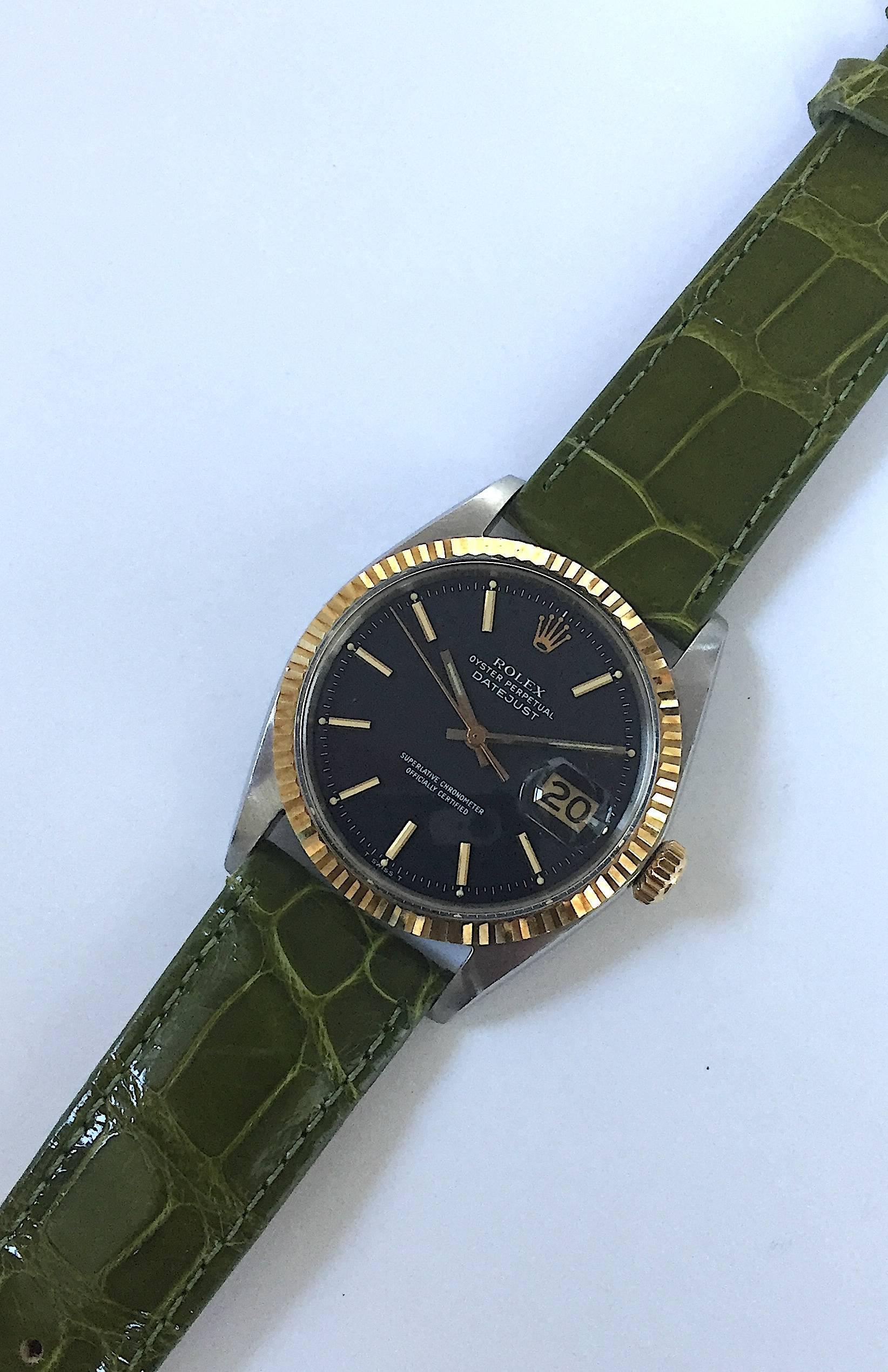 Rolex Stainless Steel Yellow Gold Charcoal Dial Datejust Automatic Wristwatch 1