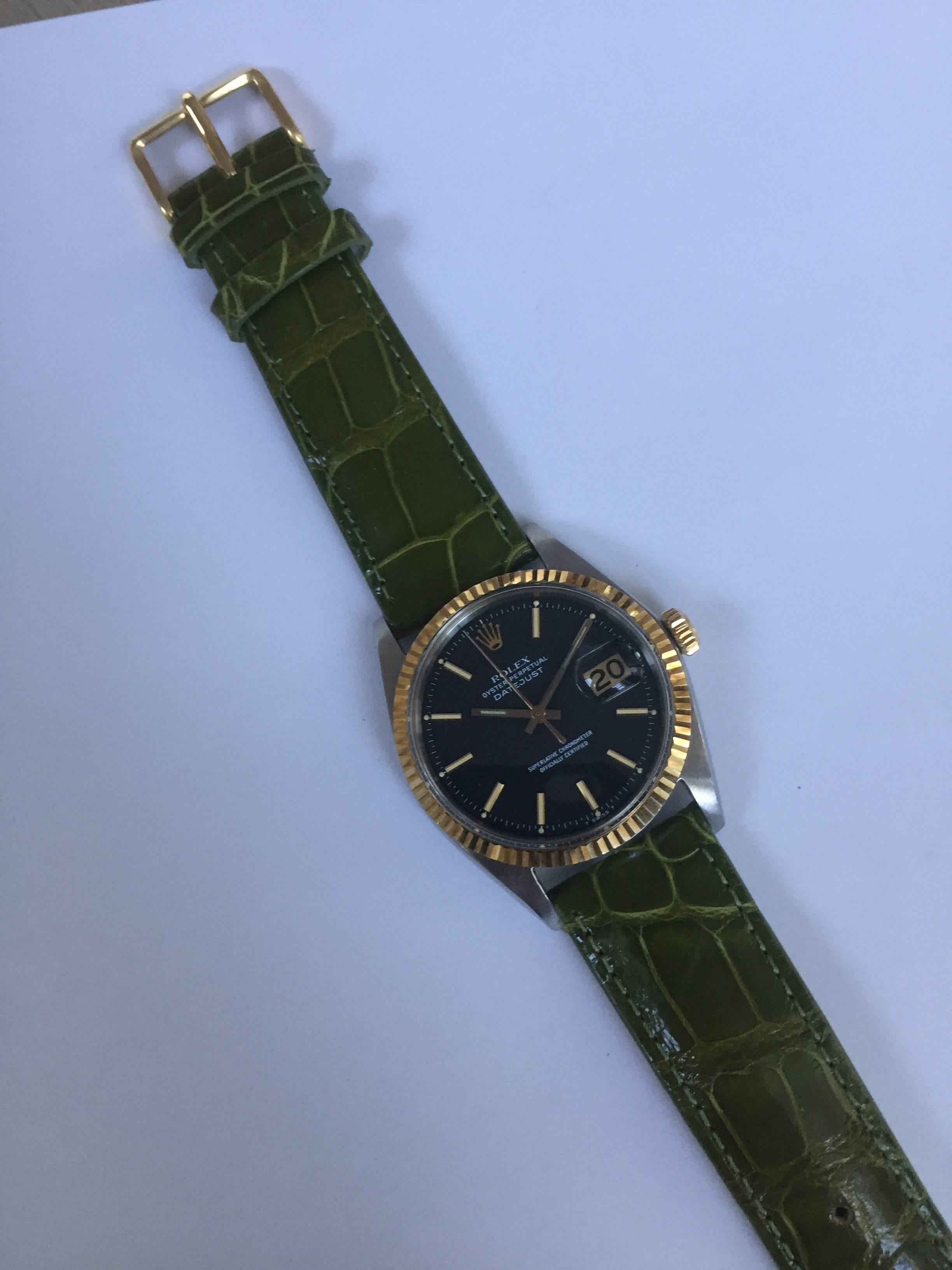 Rolex Stainless Steel Yellow Gold Charcoal Dial Datejust Automatic Wristwatch 2