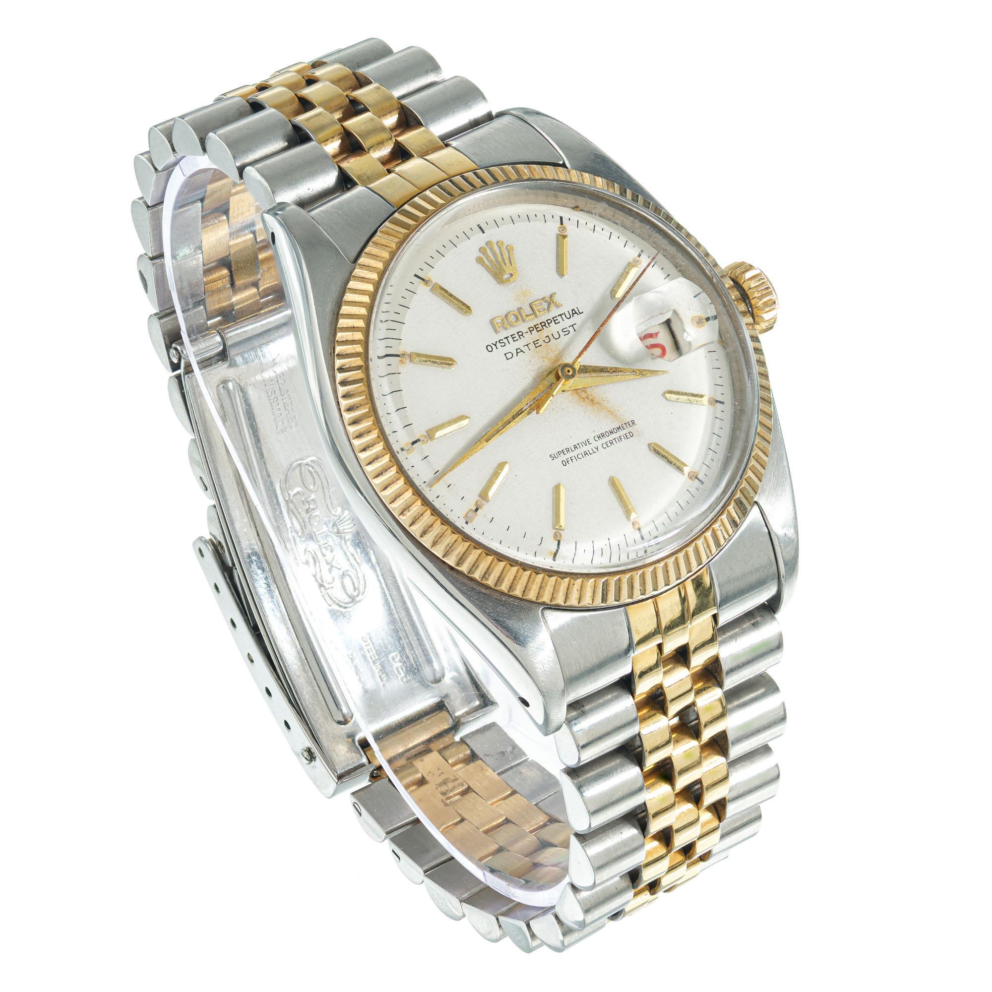 Rolex Edelstahl Gelbgold Datejust Armbanduhr Ref 6605 im Zustand „Gut“ im Angebot in Stamford, CT