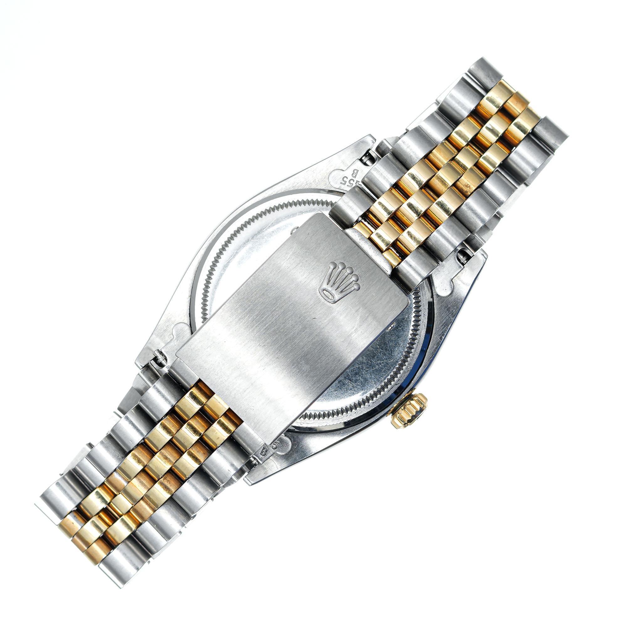 Rolex Edelstahl Gelbgold Datejust Armbanduhr Ref 6605 im Angebot 1